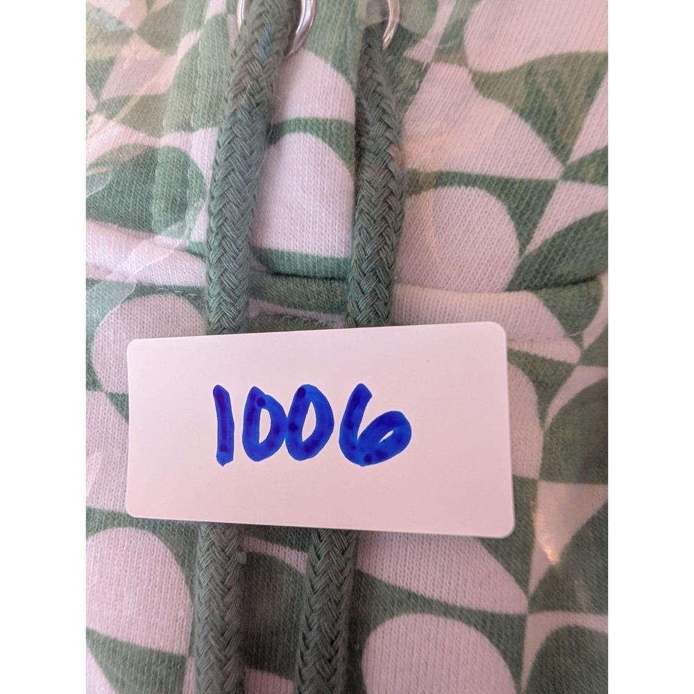 Cali 1850 Los Angeles Green White Geometric Heart‎ Hoodie Small Oversized Cozy - Picture 9 of 9